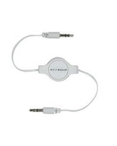 White Retractable Audio Cable for iPod and Other MP3 Players